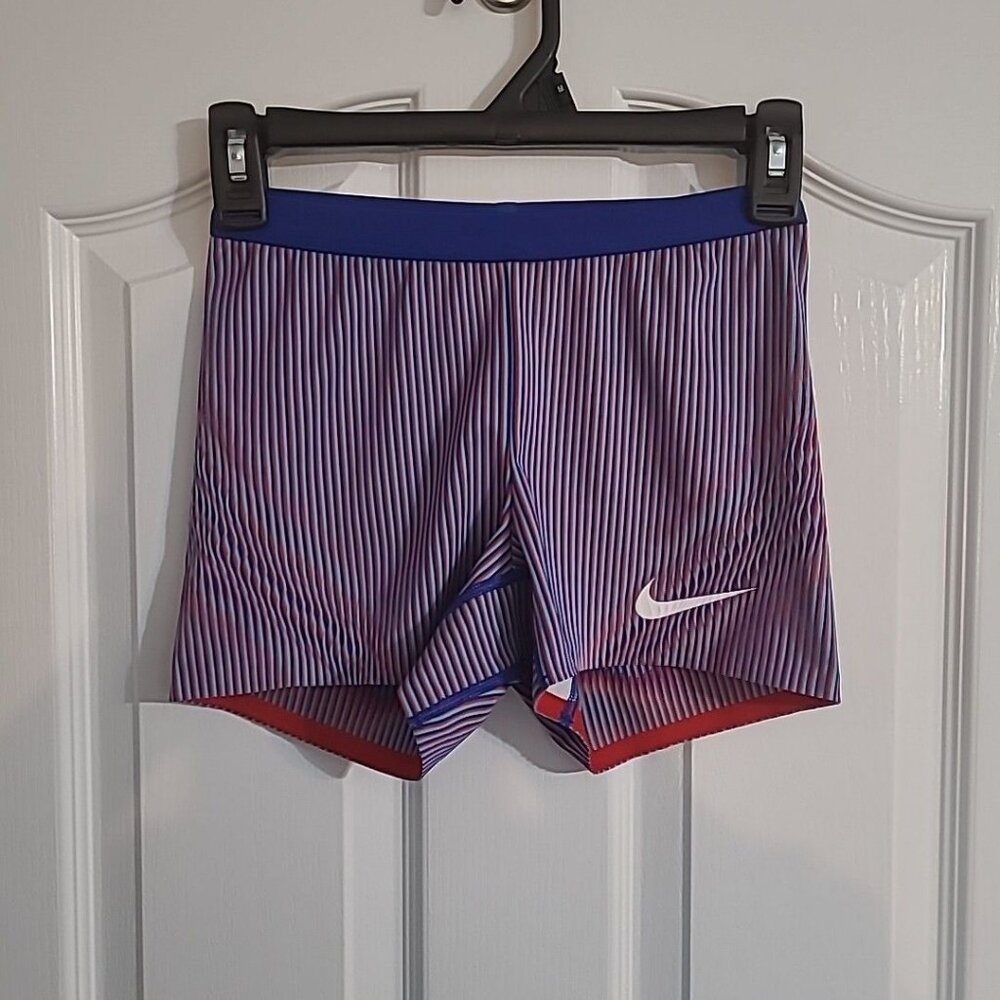 Nike Pro Elite Womens Sz XL Track & Field Blue Red Shorts Made In USA DV4149-000